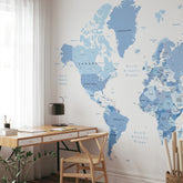Blue Large World Map Wallpaper